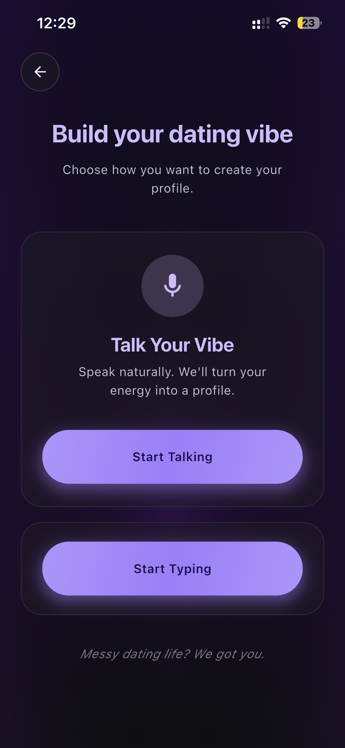 Lore AI voice profile screen
